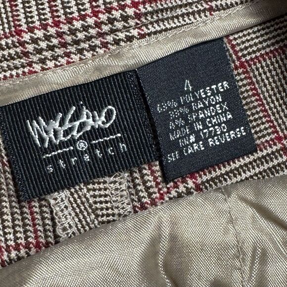 VTG 2000s Y2K MOSSIMO PLAID BOOTCUT DRESS PANTS BROWN/GREEN WOMENS 4 - Picture 4 of 11